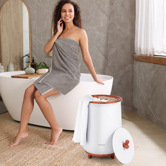 Costway 23L Large Luxury Bucket-Style Towel Warmer with Fragrant Disc Holder-Coffee W2B