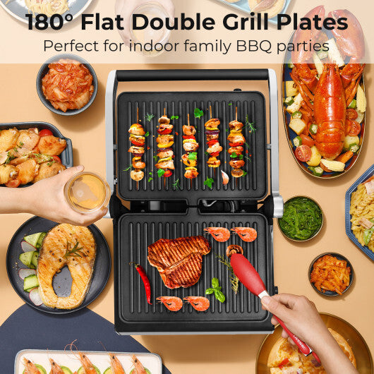 Costway 3 in 1 Indoor Electric Panini Press Grill with LED Display-Black W2B