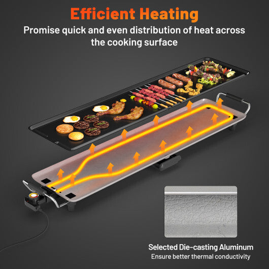 Costway 35 Inch Extra Large Electric Griddle with Adjustable Temperature Thermostats and Drip Tray