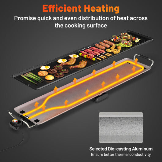 Costway 39.5 Inch Extra Large Electric Griddle with 2 Cooking Surface and Adjustable Temperatures