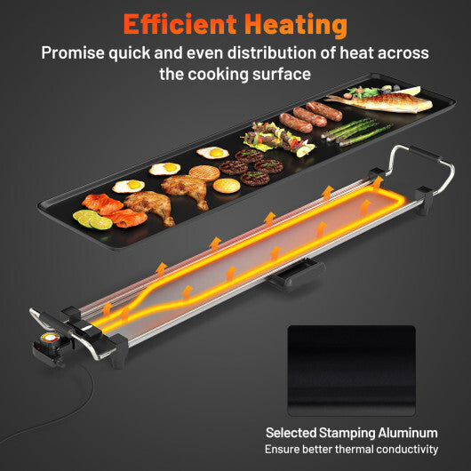 Costway 35 Inch Large Electric Griddle Nonstick BBQ Grill with Adjustable Temperature