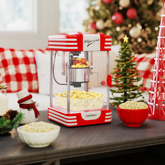 Costway Theater Style Countertop Popcorn Maker with Stainless Steel Kettle-Red