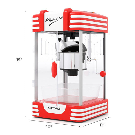 Costway Theater Style Countertop Popcorn Maker with Stainless Steel Kettle-Red