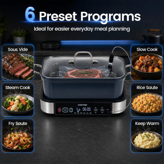 Costway 6-in-1 Programmable Slow Cooker with Keep Warm Functions and Adjustable Timer  Control W2B