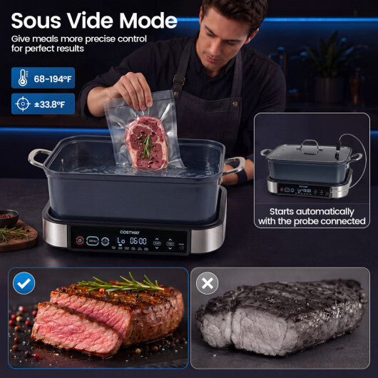 Costway 6-in-1 Programmable Slow Cooker with Keep Warm Functions and Adjustable Timer  Control W2B