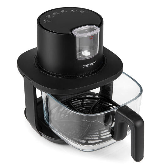 Costway 4.7 QT Glass Air Fryer with Steam Frying Mode-Black W2B