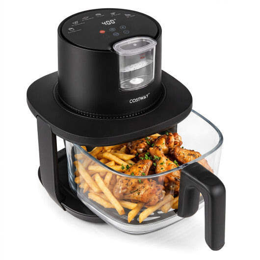 Costway 4.7 QT Glass Air Fryer with Steam Frying Mode-Black W2B