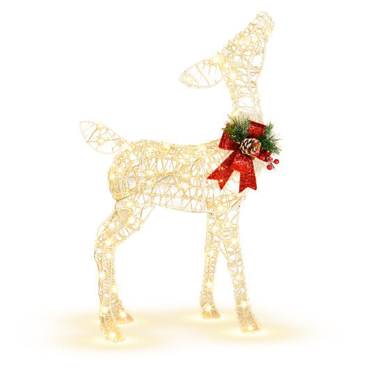 Costway 34.5 Inch Lighted Christmas Reindeer Decoration with 50 Warm White LED Lights W2B
