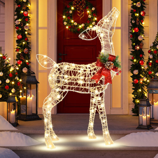 Costway 34.5 Inch Lighted Christmas Reindeer Decoration with 50 Warm White LED Lights W2B
