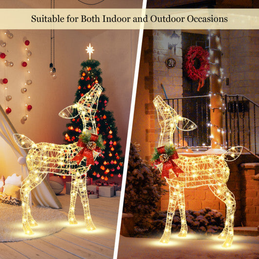 Costway 34.5 Inch Lighted Christmas Reindeer Decoration with 50 Warm White LED Lights W2B