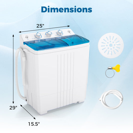 Costway Portable Washing Machine with Built-in Drain Pump Blue W2B