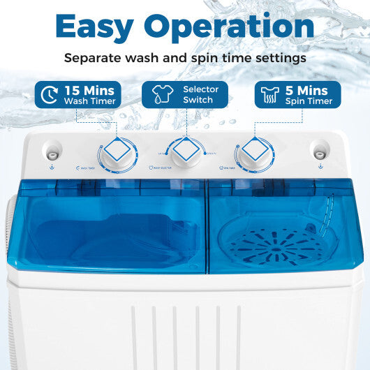 Costway Portable Washing Machine with Built-in Drain Pump Blue W2B