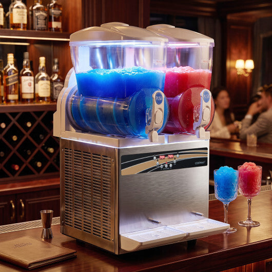 Costway 8 Gal Commercial Slushie Machine with LED Lights-Silver W2B