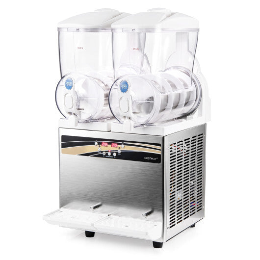 Costway 8 Gal Commercial Slushie Machine with LED Lights-Silver W2B