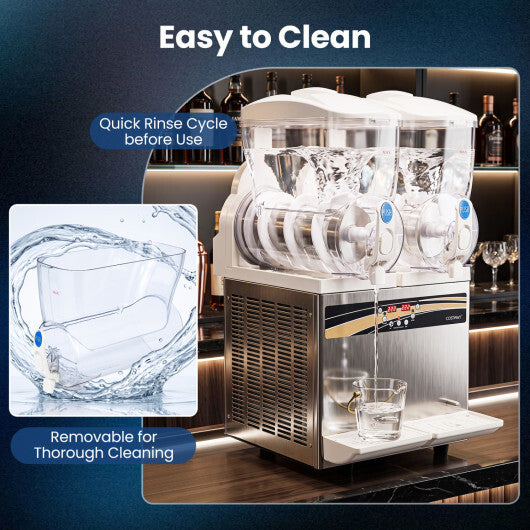 Costway 8 Gal Commercial Slushie Machine with LED Lights-Silver W2B