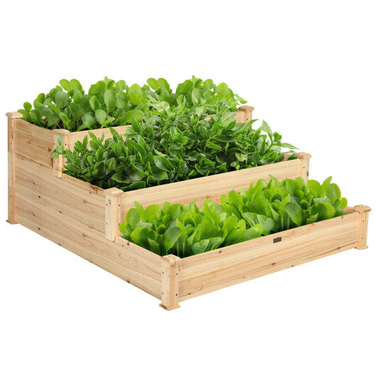 Costway 3 Tier Elevated Wooden Vegetable Garden Bed