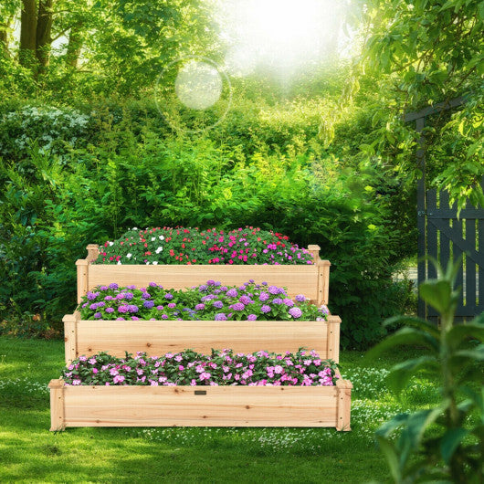 Costway 3 Tier Elevated Wooden Vegetable Garden Bed