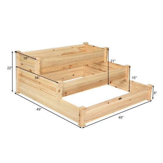 Costway 3 Tier Elevated Wooden Vegetable Garden Bed