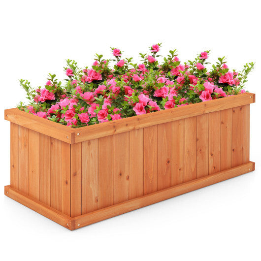 Costway Raised Garden Bed Wooden Planter Box with 4 Drainage Holes and Detachable Bottom Panels-Orange W2B