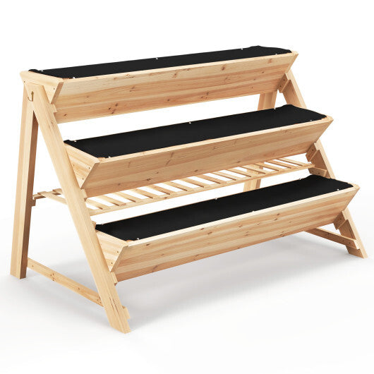 Costway 3-Tier Garden Bed with Storage Shelf  2 Hanging Hooks and 3 Bed Liners