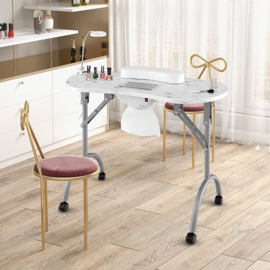 Costway Manicure Nail Table with Bendable USB-plug LED Table Lamp White