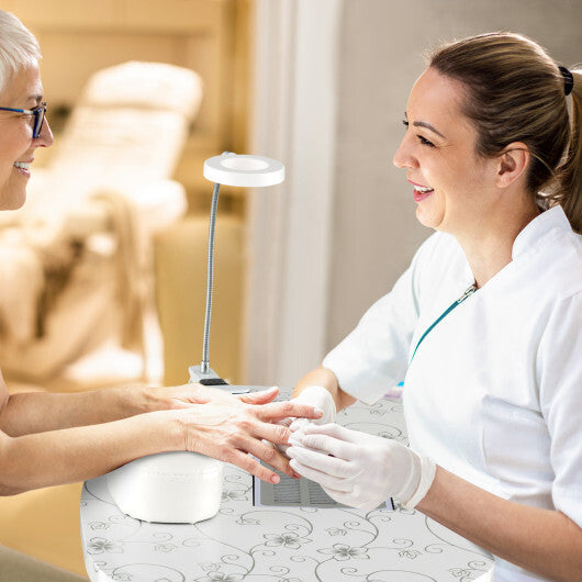 Costway Manicure Nail Table with Bendable USB-plug LED Table Lamp White