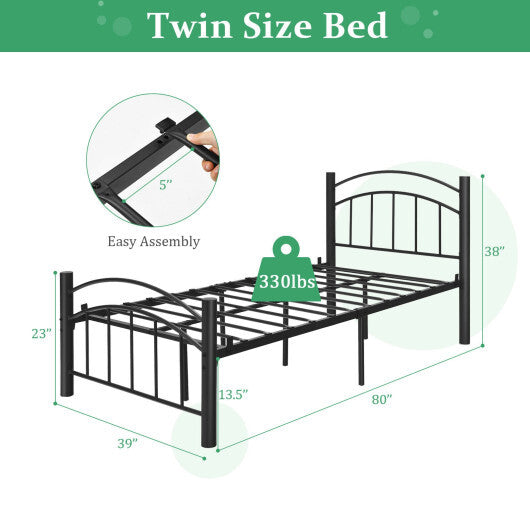 Costway Modern Platform Bed with Headboard and Footboard-Twin size
