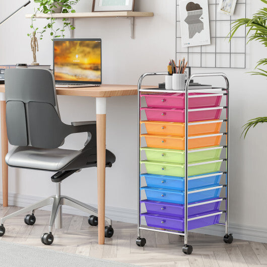 Costway 10 Drawer Rolling Storage Cart Organizer with 4 Universal Casters-Color W2B