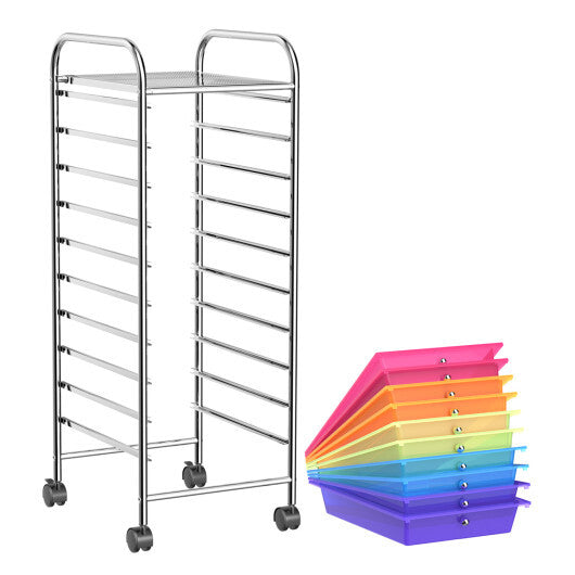 Costway 10 Drawer Rolling Storage Cart Organizer with 4 Universal Casters-Color W2B