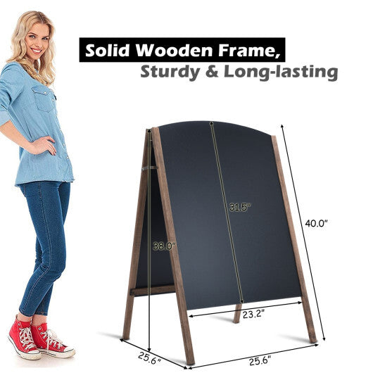 Costway 40 Inch Wood A-Frame Sidewalk Wedding Signage Chalkboard W2B