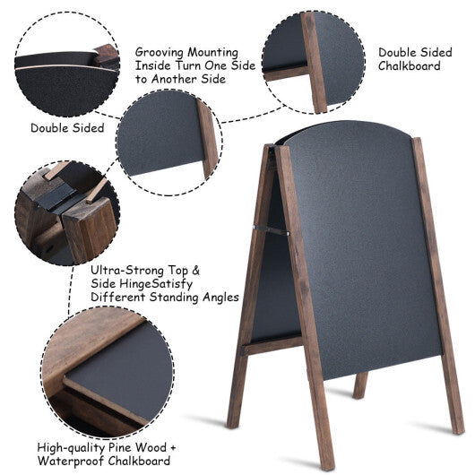 Costway 40 Inch Wood A-Frame Sidewalk Wedding Signage Chalkboard W2B