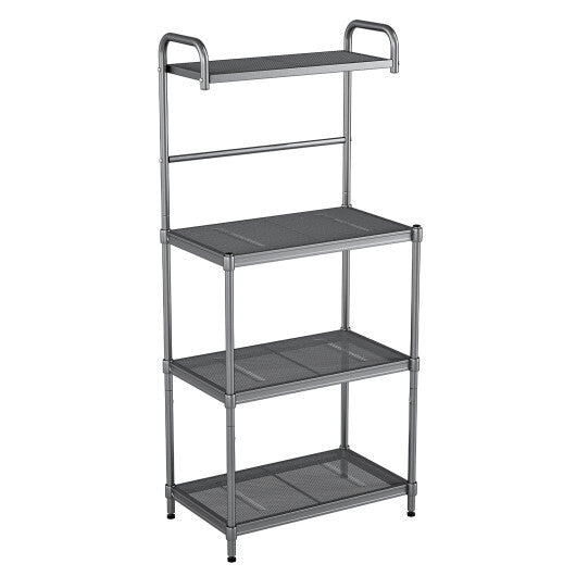 Costway 4-Tier Baker's Rack Microwave Oven Stand Shelves Kitchen Storage Rack Organizer Grey W2B