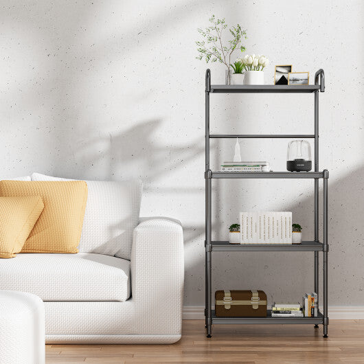 Costway 4-Tier Baker's Rack Microwave Oven Stand Shelves Kitchen Storage Rack Organizer Grey W2B