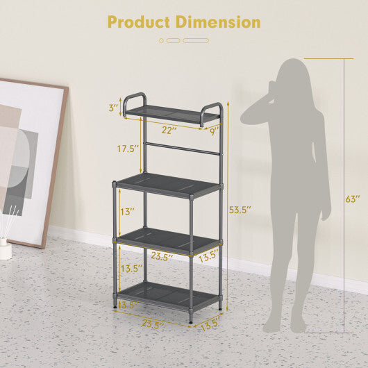 Costway 4-Tier Baker's Rack Microwave Oven Stand Shelves Kitchen Storage Rack Organizer Grey W2B