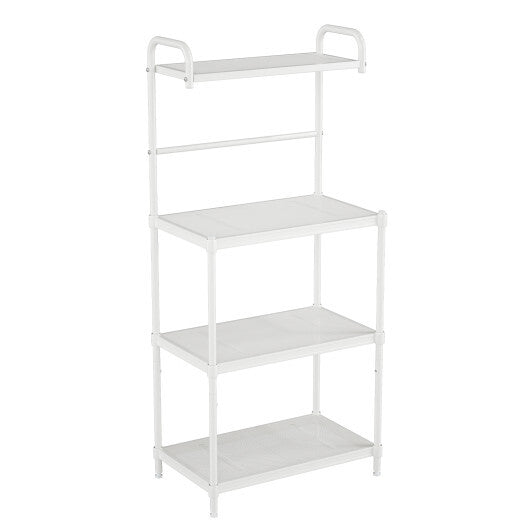 Costway 4-Tier Baker's Rack Microwave Oven Rack Shelves Kitchen Storage Organizer Iron White W2B