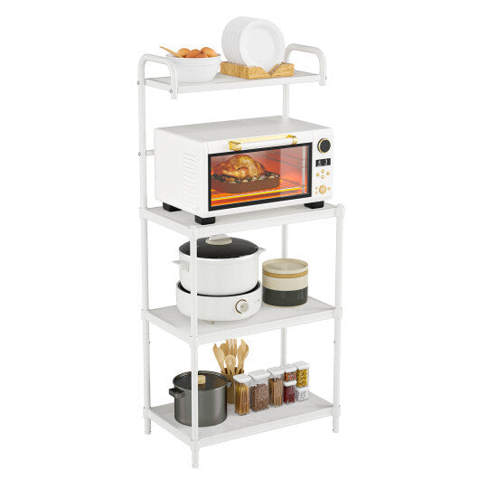 Costway 4-Tier Baker's Rack Microwave Oven Rack Shelves Kitchen Storage Organizer Iron White W2B