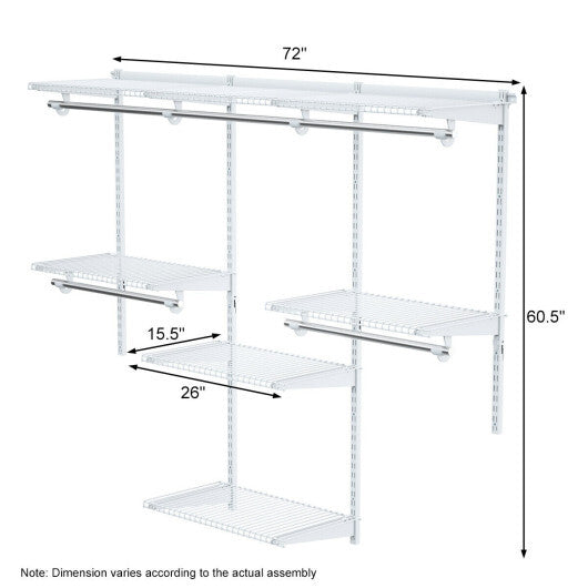 Costway Adjustable Wall Mounted Closet Rack System with Shelf W2B