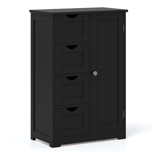 Costway Standing Indoor Wooden Cabinet with 4 Drawers-Black W2B