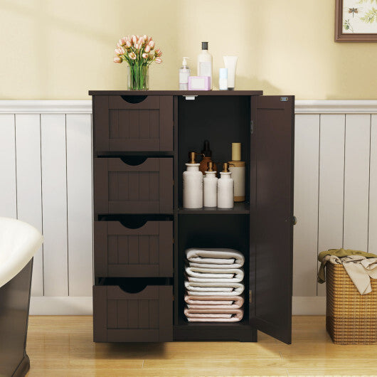 Cosrtway Standing Indoor Wooden Cabinet with 4 Drawers-Brown W2B