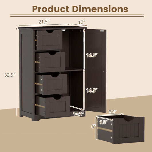 Cosrtway Standing Indoor Wooden Cabinet with 4 Drawers-Brown W2B