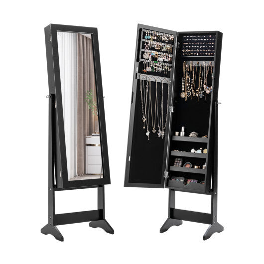 Costway Jewelry Mirrored Cabinet Armoire Organizer Storage Box w/ Stand Christmas Gift W2B