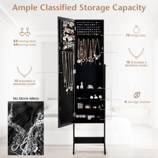 Costway Jewelry Mirrored Cabinet Armoire Organizer Storage Box w/ Stand Christmas Gift W2B