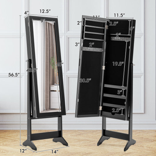 Costway Jewelry Mirrored Cabinet Armoire Organizer Storage Box w/ Stand Christmas Gift W2B