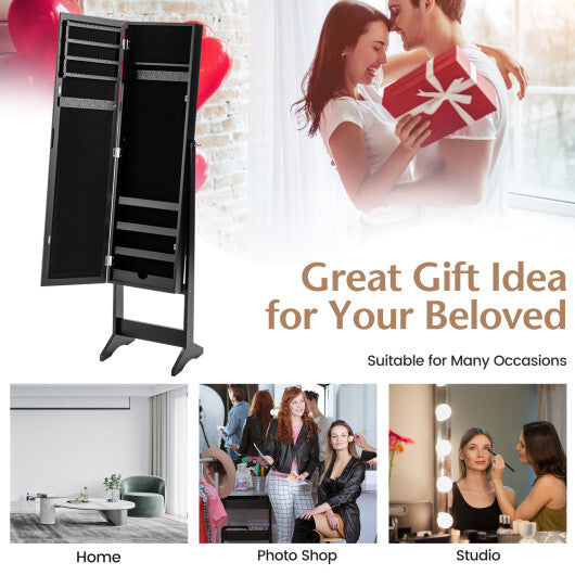 Costway Jewelry Mirrored Cabinet Armoire Organizer Storage Box w/ Stand Christmas Gift W2B