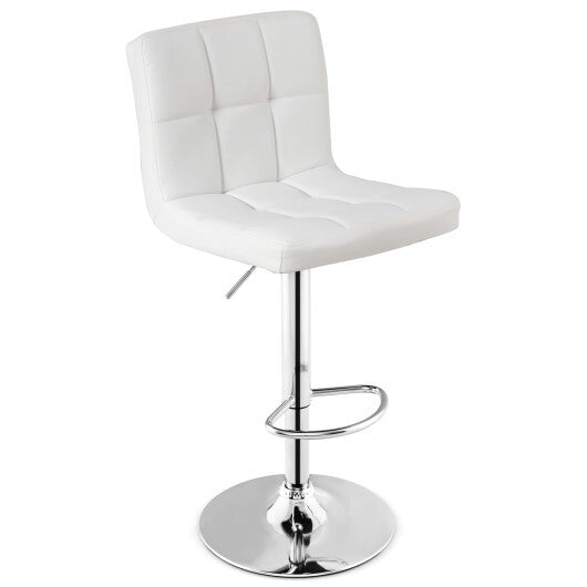 Costway Adjustable Swivel Bar Stool with PU Leather White