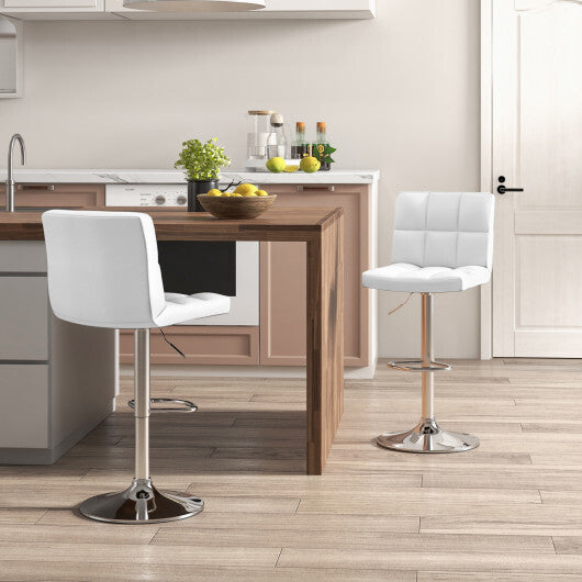 Costway Adjustable Swivel Bar Stool with PU Leather White