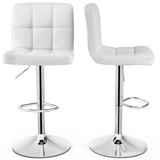 Costway Adjustable Swivel Bar Stool with PU Leather White