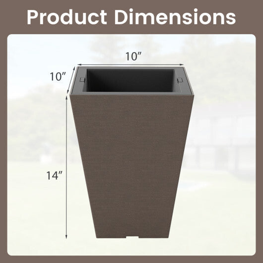 Costway Set of 2 Square Taper Planter with Removable Inner Bucket and Optional Drainage Hole-S W2B