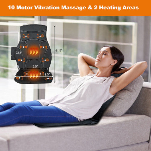 Costway Vibration Massage Seat Cushion Car 10 Vibration Motors Seat Back Massager