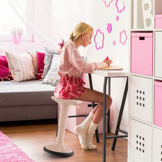 Costway Adjustable-Height Wobble Chair Active Learning Stool for Office Stand Up Desk Pink